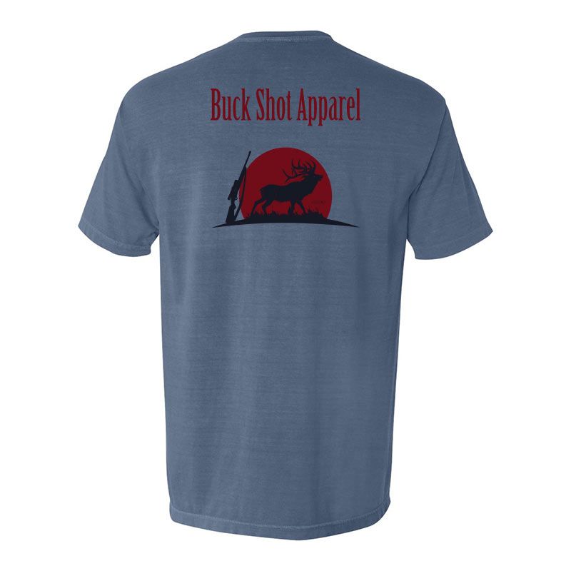 Steel Blue Buck Shot Apparel Big Game Hunting Short Sleeve Pocket T-shirt, {{Size}{{Sku}}