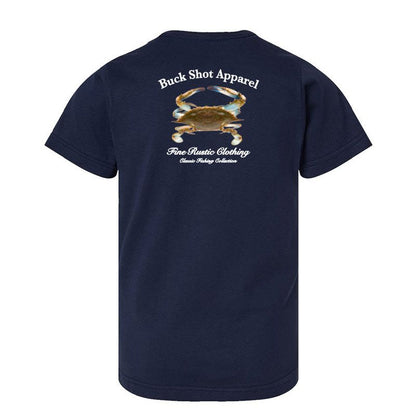 Navy Buck Shot Apparel Youth Blue Crab Short Sleeve T-shirt, {{Size}{{Sku}}