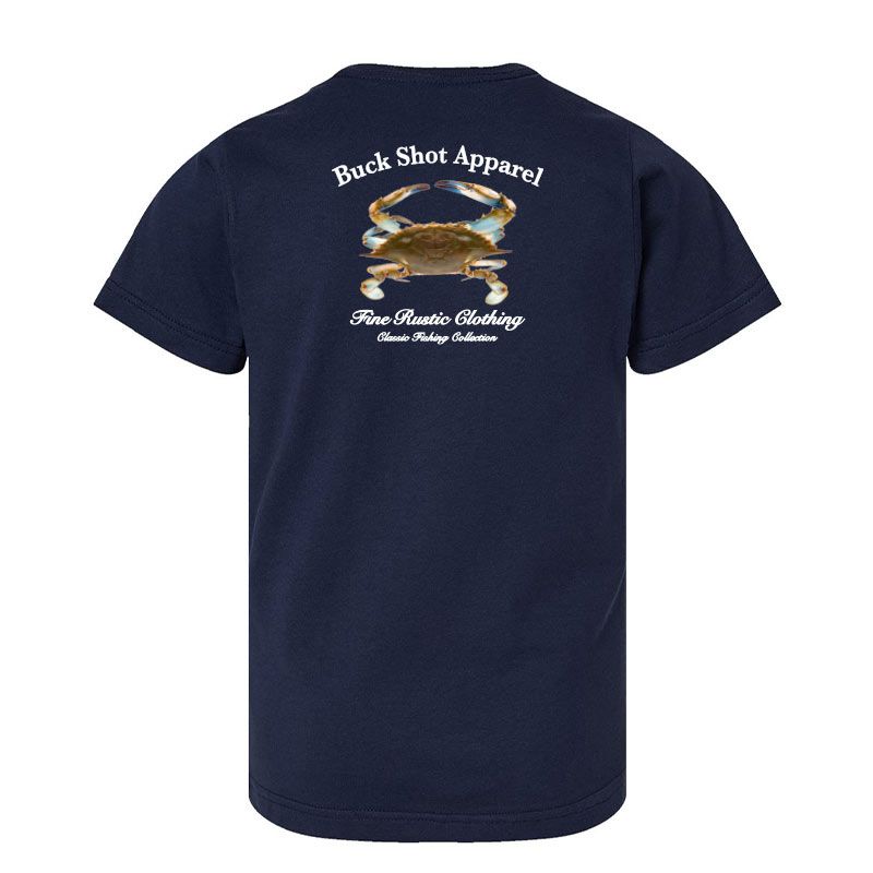 Navy Buck Shot Apparel Youth Blue Crab Short Sleeve T-shirt, {{Size}{{Sku}}