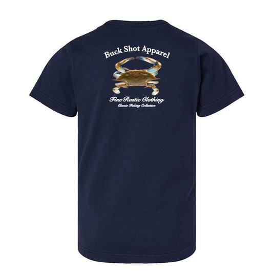 Navy Buck Shot Apparel Youth Blue Crab Short Sleeve T-shirt, {{Size}{{Sku}}