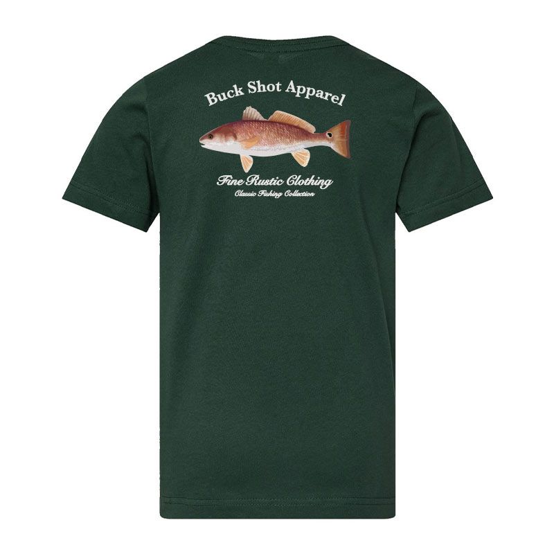 Forest Green Buck Shot Apparel Youth Redfish T-shirt, {{Size}{{Sku}}