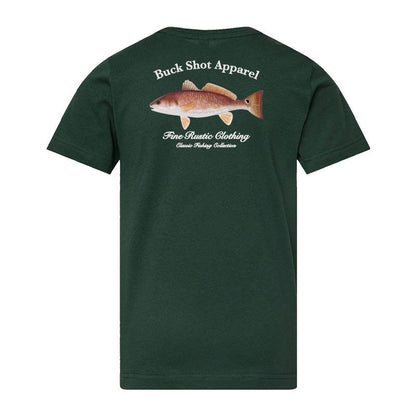 Forest Green Buck Shot Apparel Youth Redfish T-shirt, {{Size}{{Sku}}