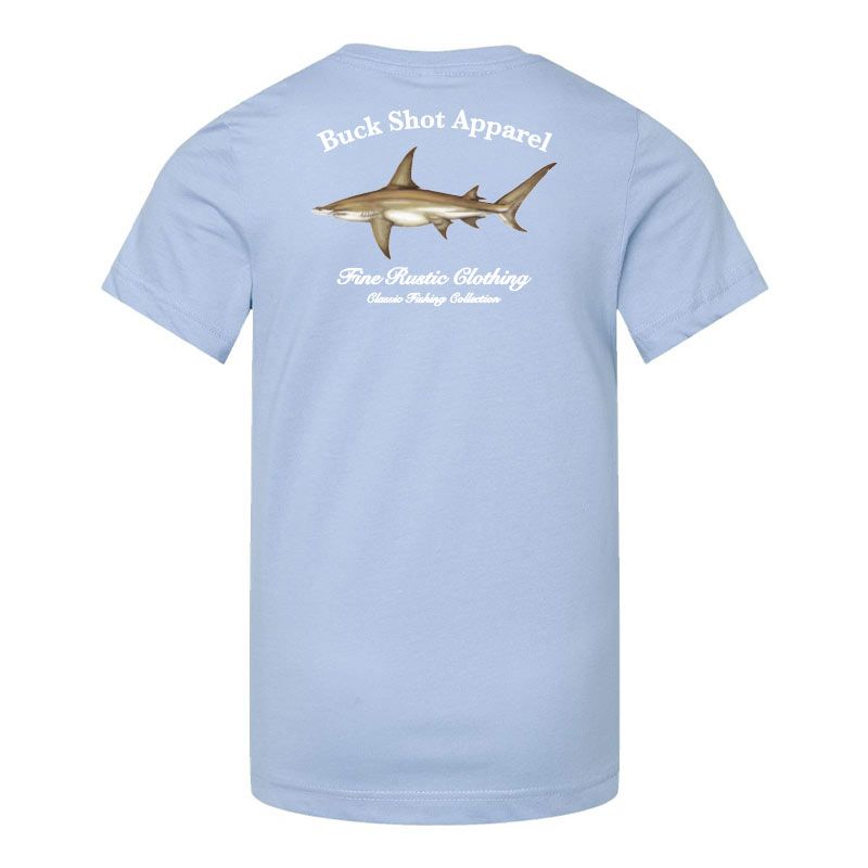 Light Blue Buck Shot Apparel Kids Hammerhead Shark T-shirt, {{Size}{{Sku}}