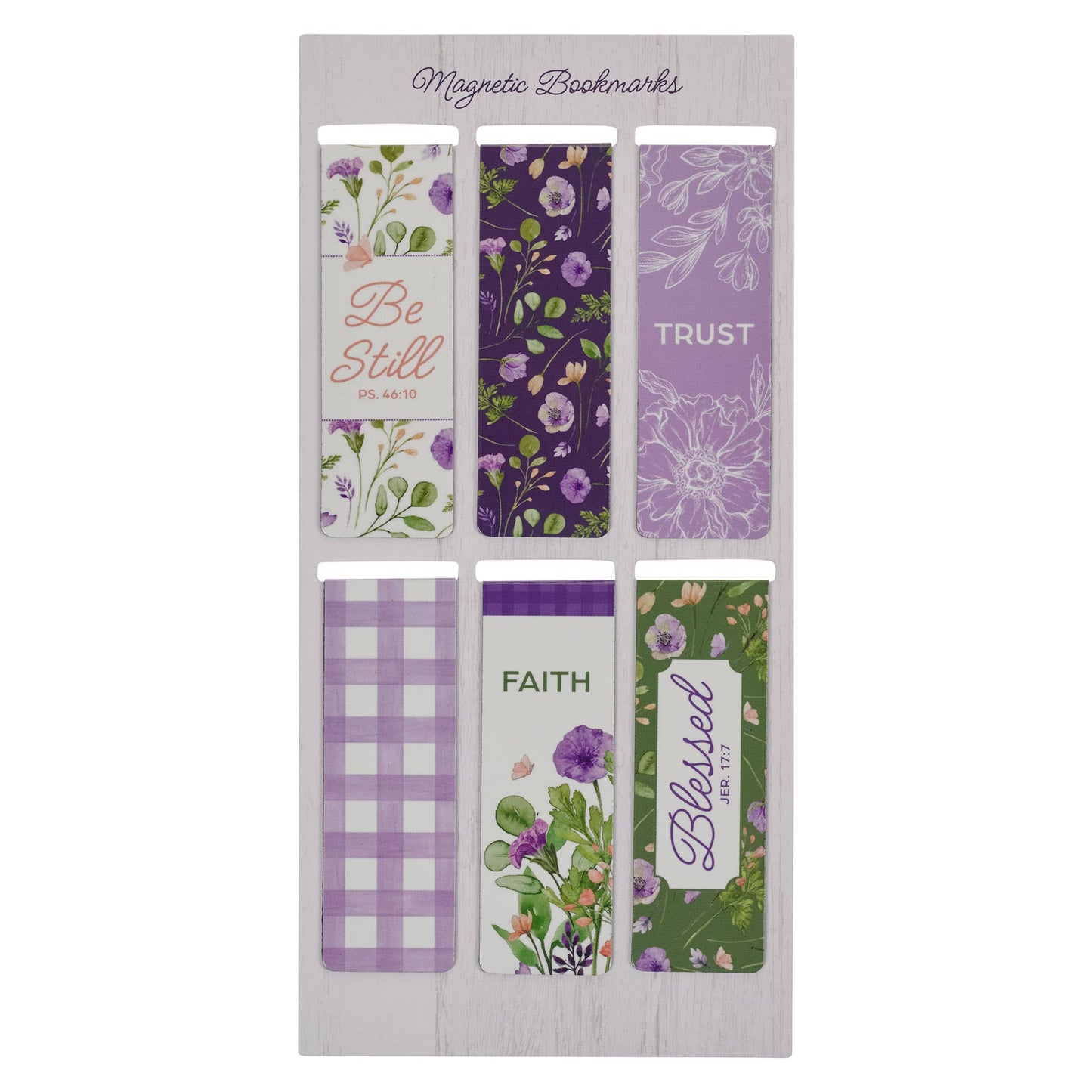 Christian Art Gifts - Magnetic Bookmark Set Purple Meadow Jer. 17:7