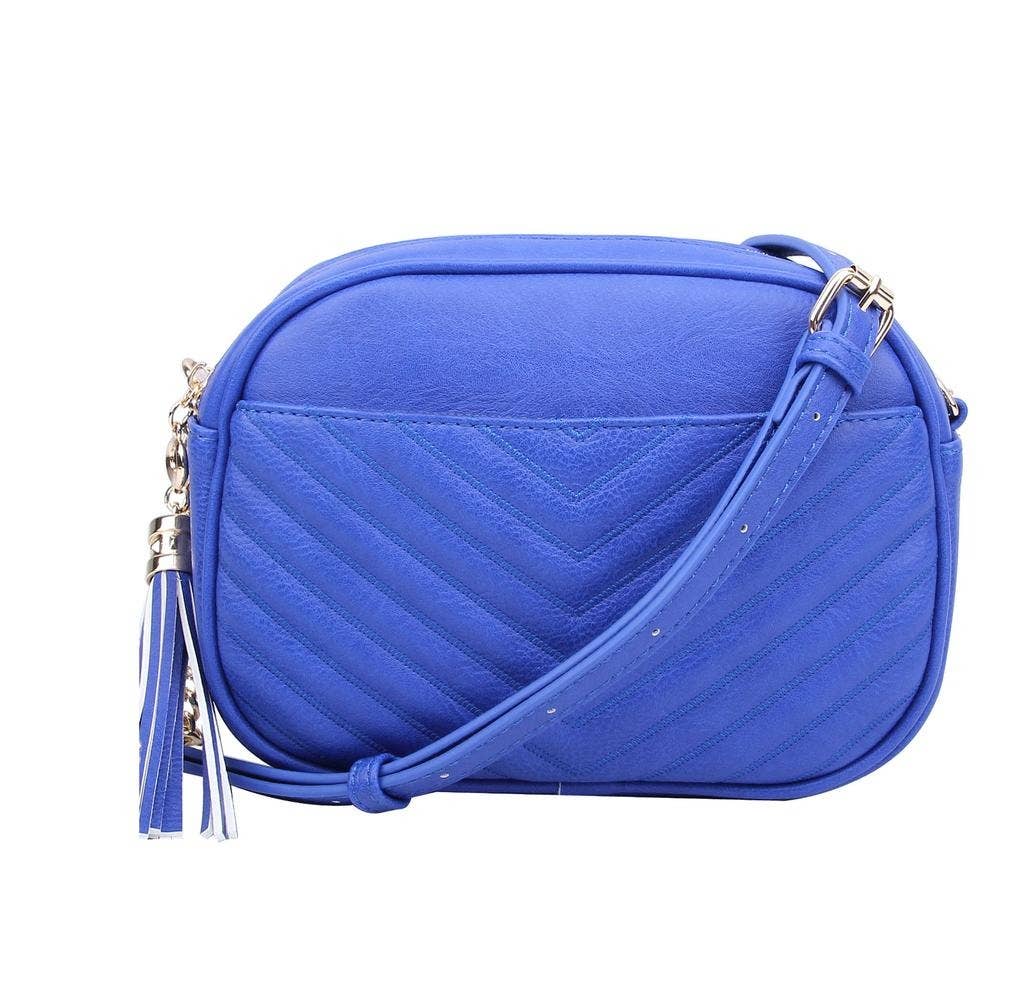 MiMi Wholesale - Veronica V-Stitched Tassel Crossbody Bag with Zipper