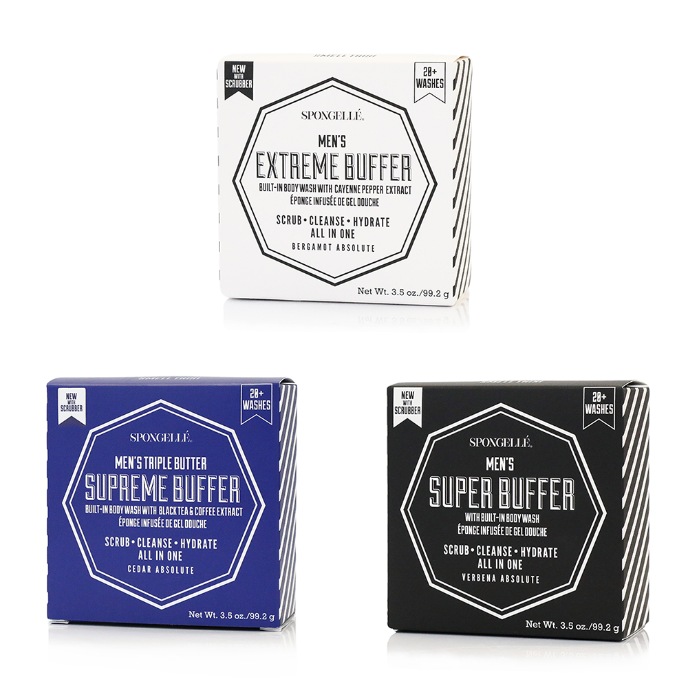 Spongellé - 20+ Men's Assorted Pack with Black Scrubber | Father's Day