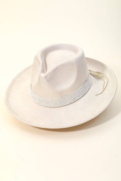 Anarchy Street - Embroidered Flower Strap Fedora Hat