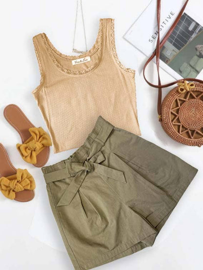 High-Rise Waist Tie Shorts