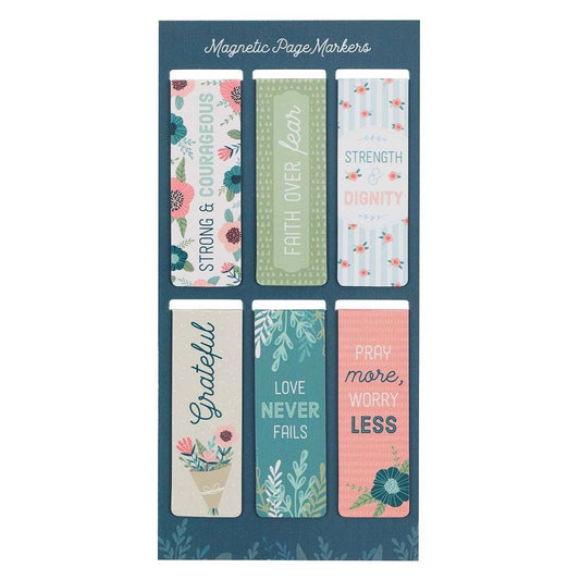 Christian Art Gifts - Magnetic Bookmark Set Floral Garden