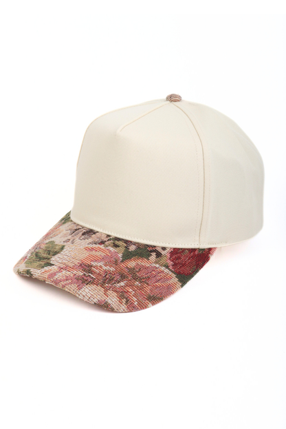 David And Young - Floral Print Brocade 5 Panels Two Tone Baseball Cap