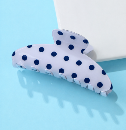 JOSSLYN by wall to wall - Retro Polka Dot Hair Claw - Glossy Spotted French | 40H1099