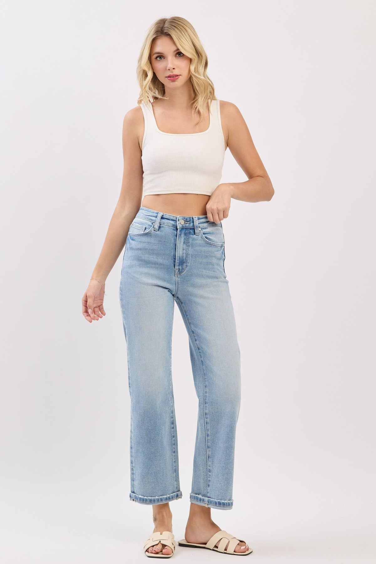 Petra153 - P1527T-LM HIGH RISE STRETCH RELAXED STRAIGHT JEANS