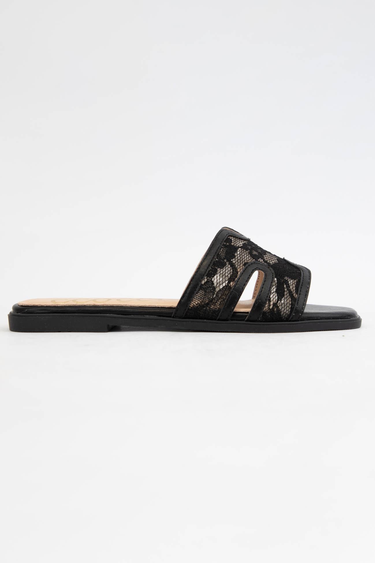 CCOCCI - BRITNEY Lace Mesh Sandals  H-Cutout Square Toe Slides