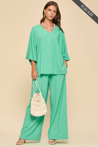 Dear Scarlett - PLUS SIZE 2-Piece Linen Summer Set