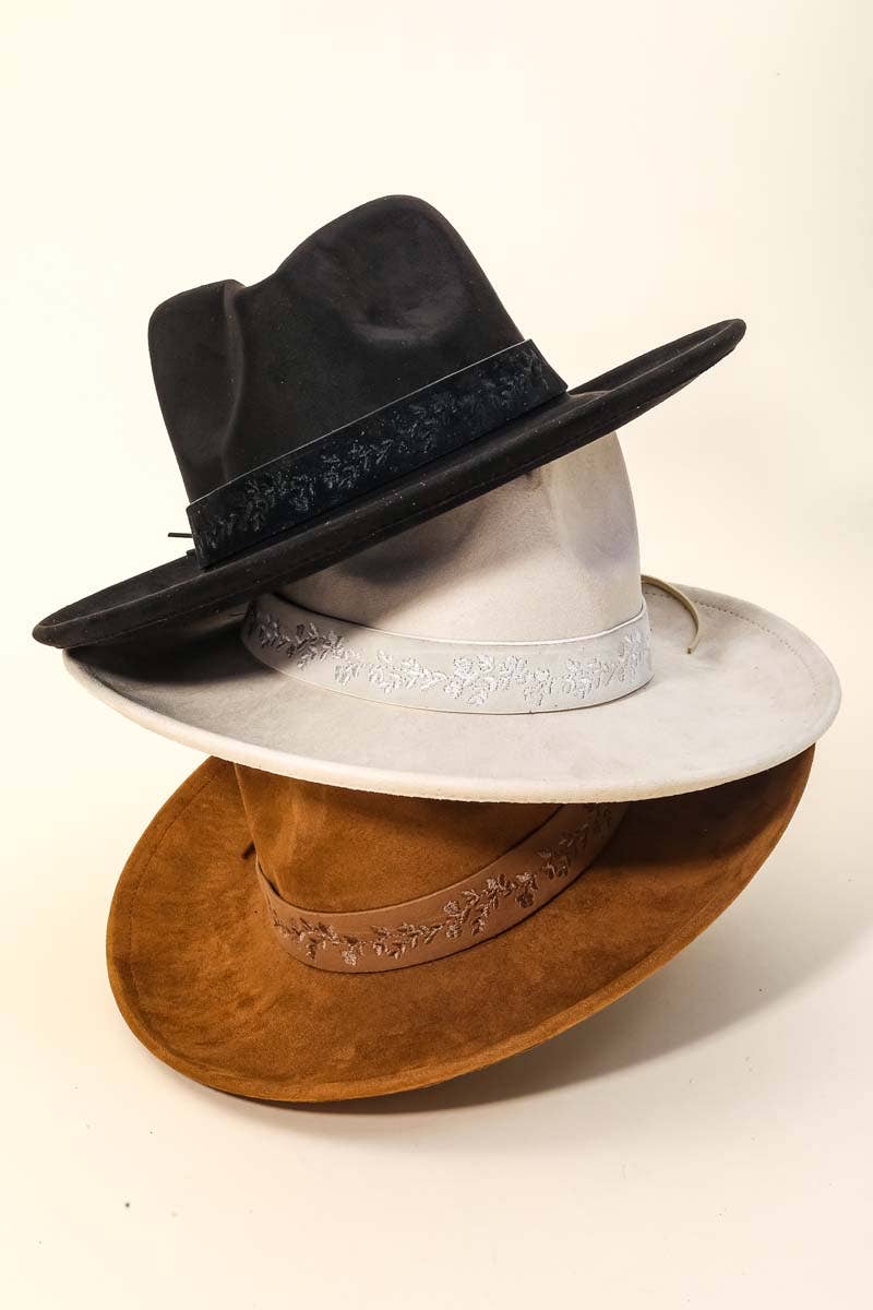 Anarchy Street - Embroidered Flower Strap Fedora Hat