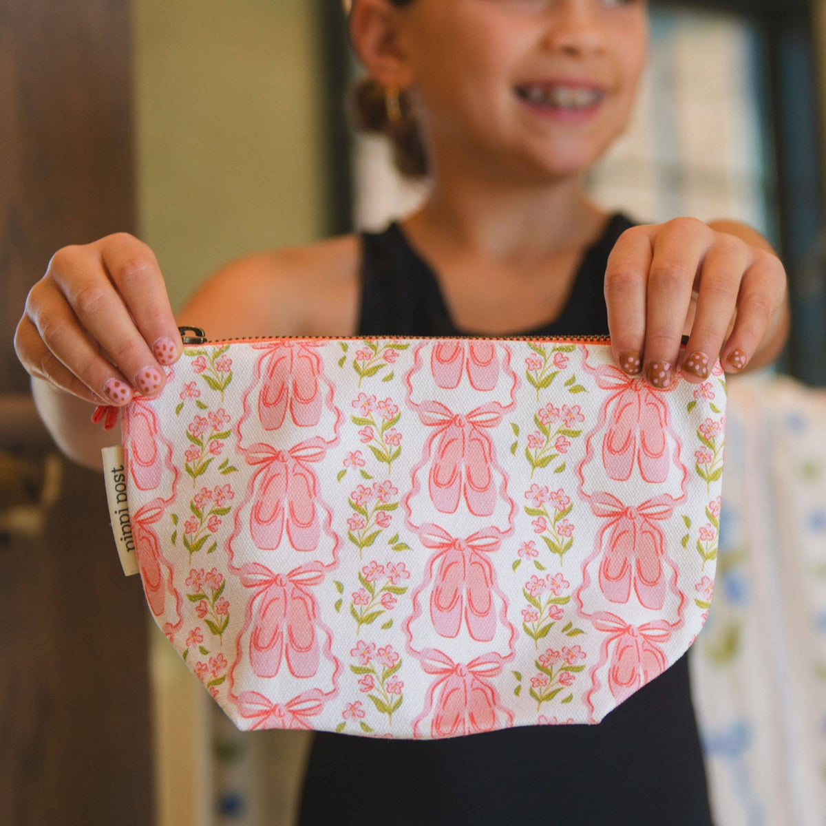 Pippi Post - Ballet Slippers & Florals Canvas Zipper Pouch