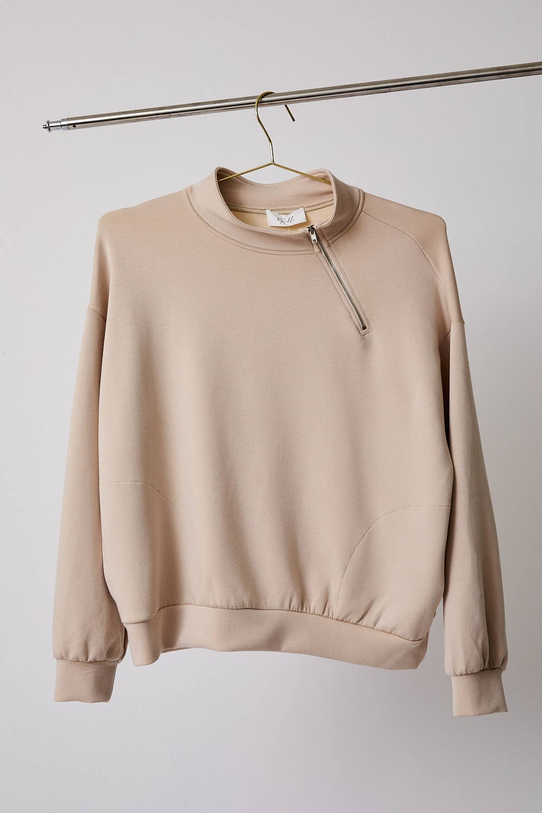 GILLI - MOCK NECK HALF ZIP PULLOVER WITH SIDE POCKETS
