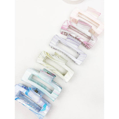 Love and Repeat - Marbled Pattern Cut Out Rectangle Hair Claw