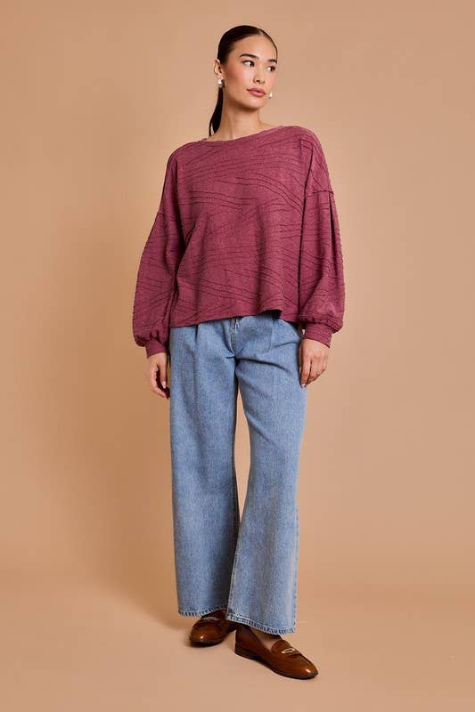 GILLI - LONG SLEEVE BACK OVERLAP TOP