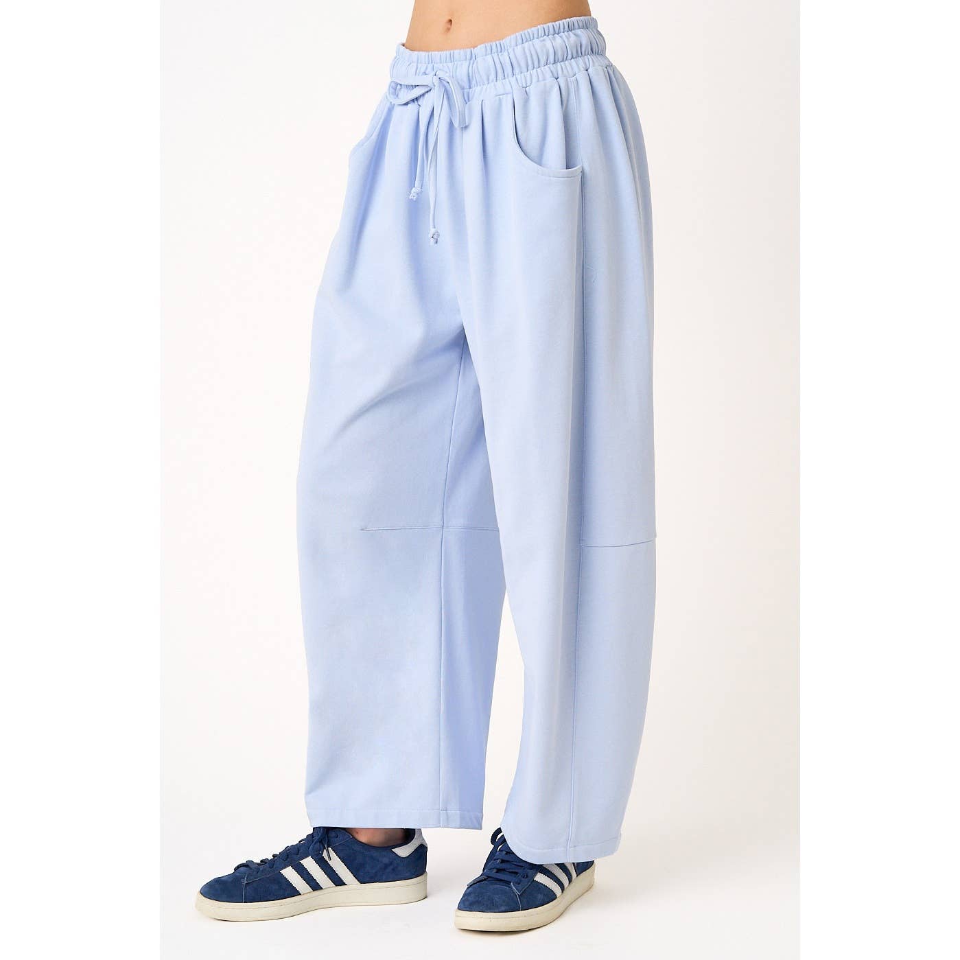mittoshop - COTTON FRENCH TERRY PULL-ON BARREL LEG PANTS