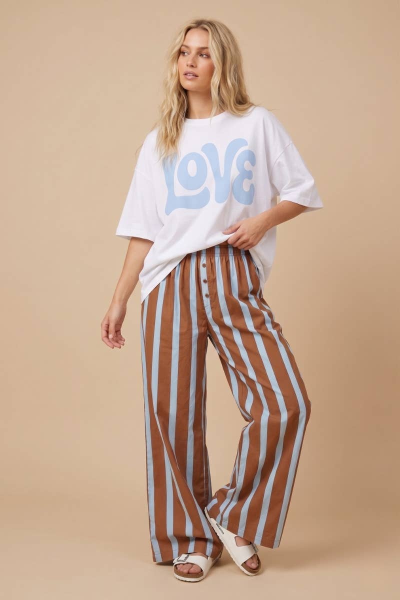 J.NNA - Striped Wide-Leg Lounge Pants