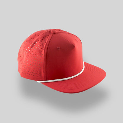 Blank Rope Hats - Perforated Structured Red / Silver-White Rope