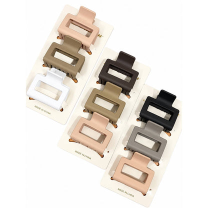Love and Repeat - Neutral Color Medium Size  Rectangle Hair Claw Set
