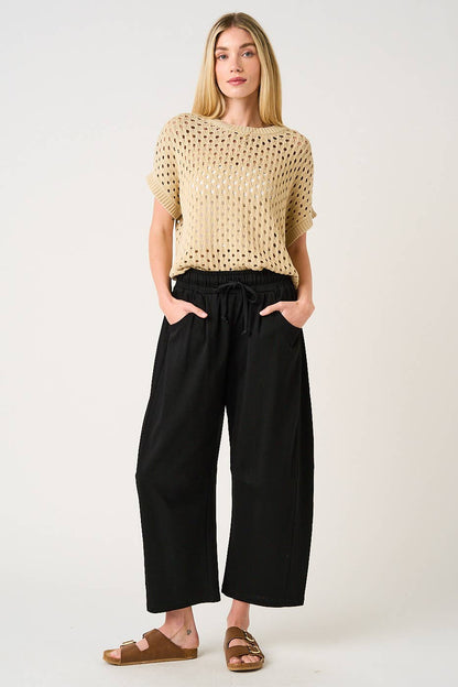 mittoshop - COTTON FRENCH TERRY PULL-ON BARREL LEG PANTS