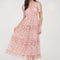 FLORAL TIE STRAP RUFFLE TRIM TIERED MAXI DRESS