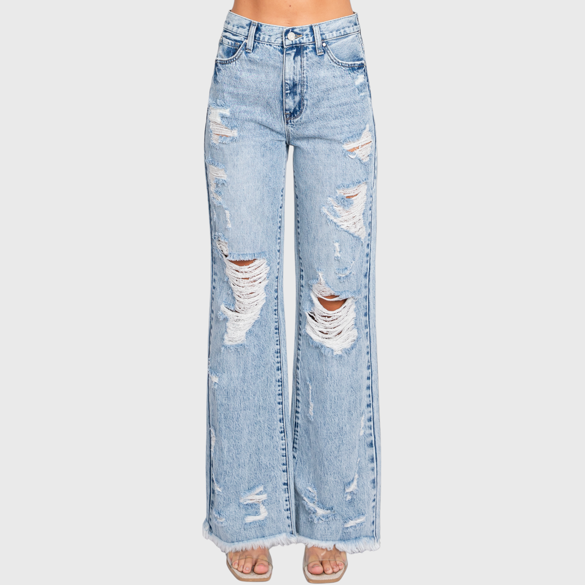 Petra153 - P865VXF-LT DESTROYED HIGH RISE RIGID VINTAGE FLARE JEANS