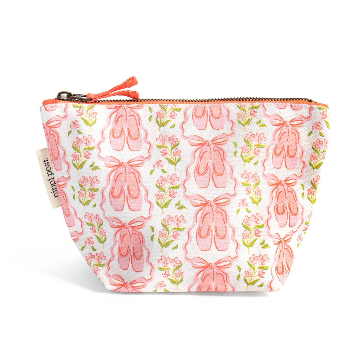 Pippi Post - Ballet Slippers & Florals Canvas Zipper Pouch