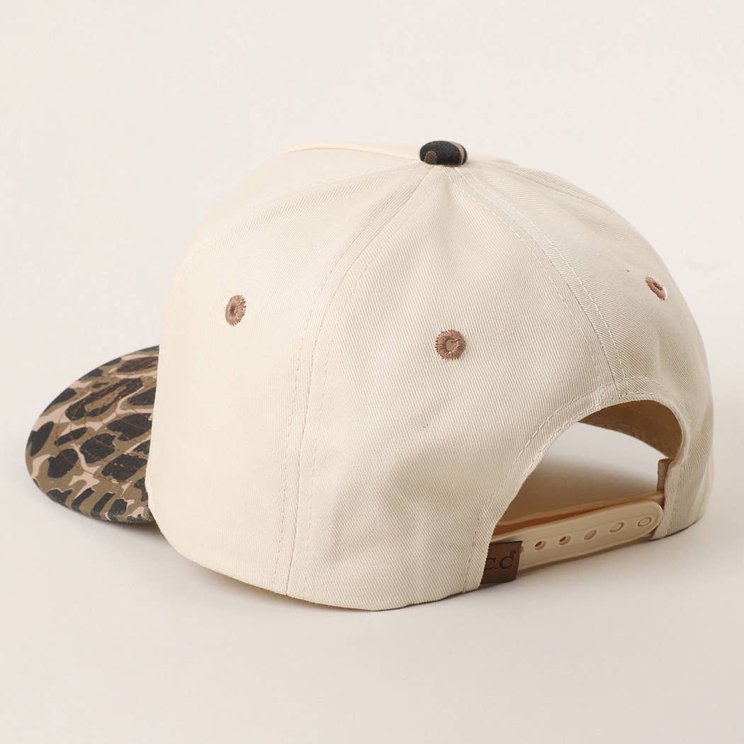Fashion City - Two Tone Leopard Printed Canvas Trucker Hat