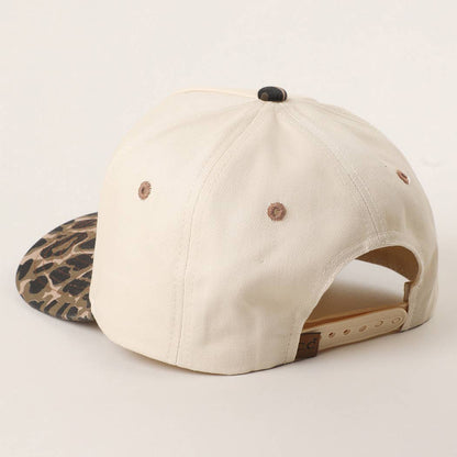 Fashion City - Two Tone Leopard Printed Canvas Trucker Hat