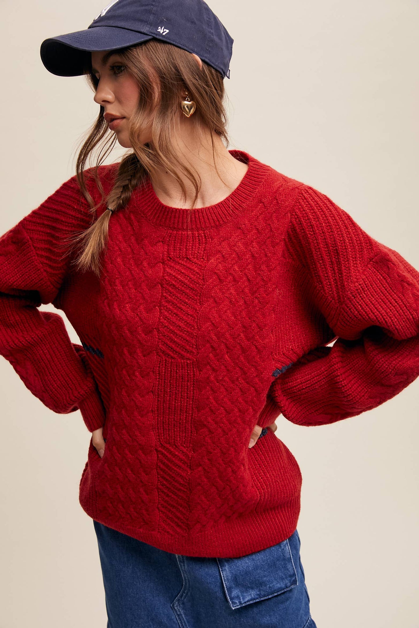 Listicle - Cable Patchwork Knit Pullover LSW0878