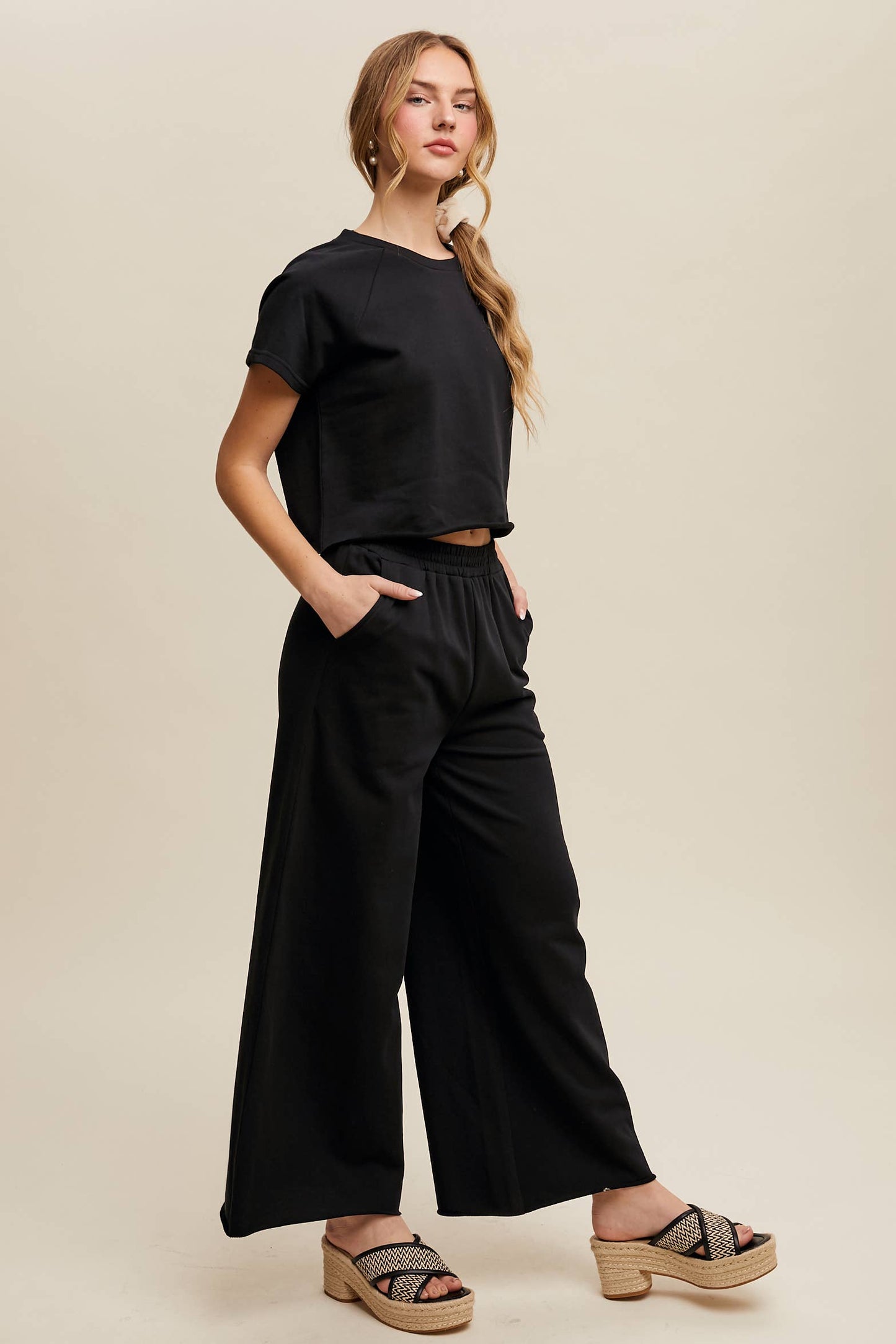 Listicle - Relaxed Fit Top and Wide Leg Pants Lounge Set