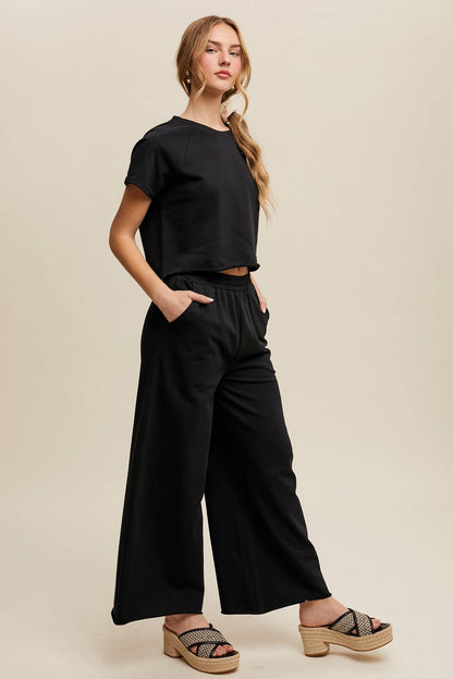 Listicle - Relaxed Fit Top and Wide Leg Pants Lounge Set