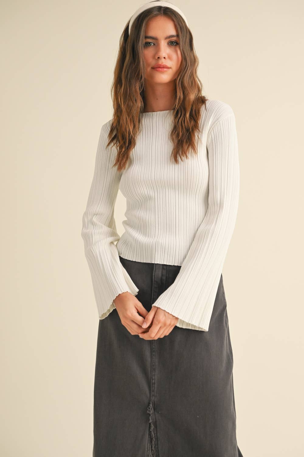 Ribbed Long Sleeve Black Sweater