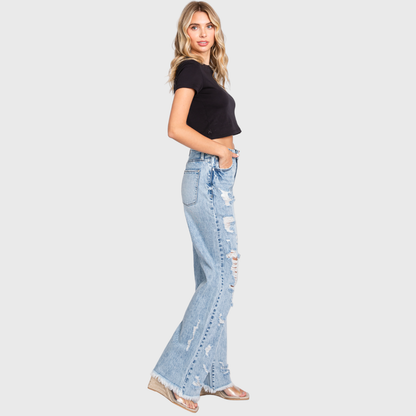 Petra153 - P865VXF-LT DESTROYED HIGH RISE RIGID VINTAGE FLARE JEANS