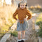 Wren & James - Kids Carmel Puff Sleeve Top & Bow Check Fall Skirt Set