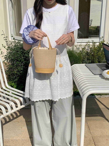 Pretty Persuasions - P25035 Straw Bucket/Crossbody Bag