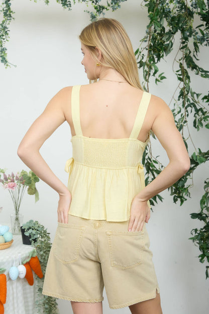 Blu Pepper - FLORAL EMBROIDERY SIDE TIE SLEEVELESS TOP
