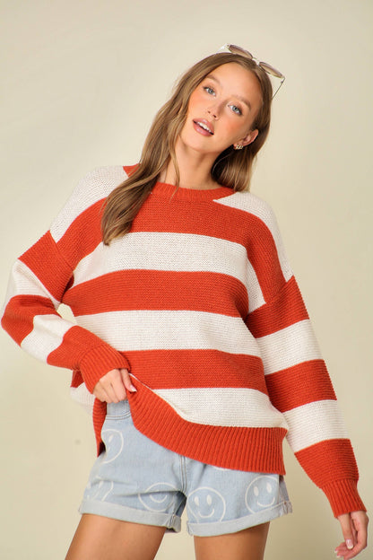 42POPS - 0926 Everyday striped game day sweater SI-26874