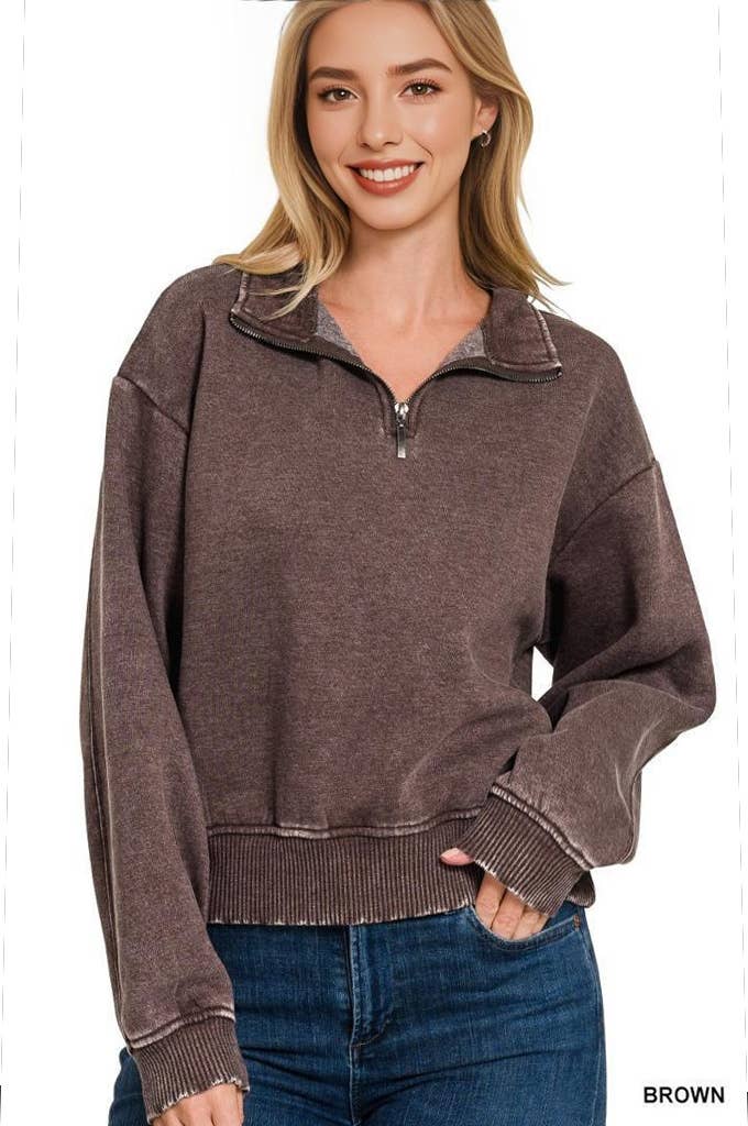 42POPS - `.0806 Washed Fleece Half Zip Pullover SI-24930