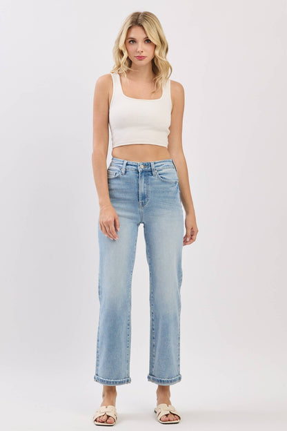 Petra153 - P1527T-LM HIGH RISE STRETCH RELAXED STRAIGHT JEANS