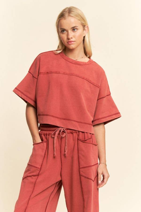 MINERAL WASHED EXPOSED BARREL PANTS SET