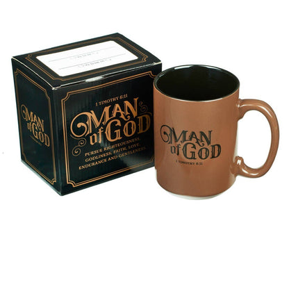 Christian Art Gifts - Mug Brown/Black Man of God 1 Tim. 6:11