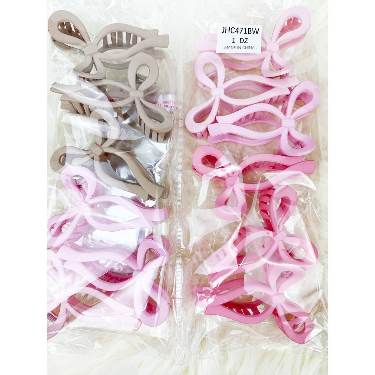 Love and Repeat - Assorted Pink and Taupe Shades of Bow Clip