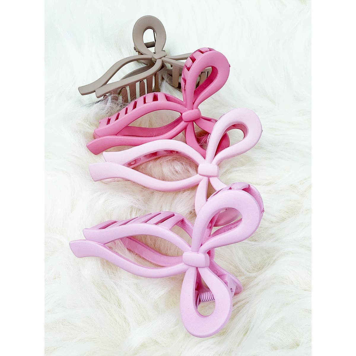 Love and Repeat - Assorted Pink and Taupe Shades of Bow Clip