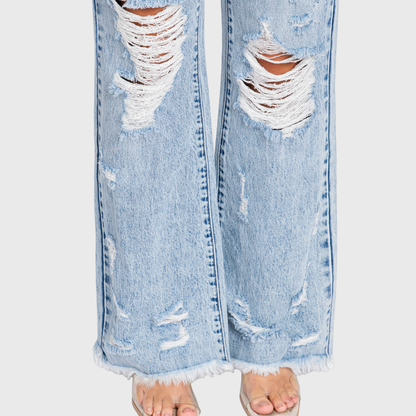 Petra153 - P865VXF-LT DESTROYED HIGH RISE RIGID VINTAGE FLARE JEANS