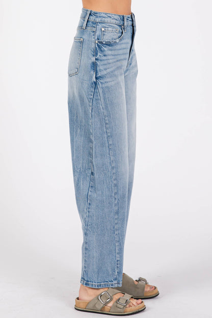 Petra SIDE SEAM DETAILING HIGH RISE COMFORT BARREL JEANS